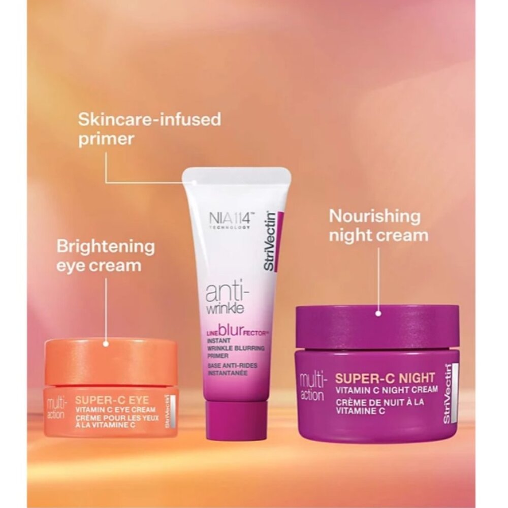 StriVectin Skincare Gift Set-Night Cream,Eye Cream & Wrinkle Blur Primer-3pc-NEW - Picture 4 of 16